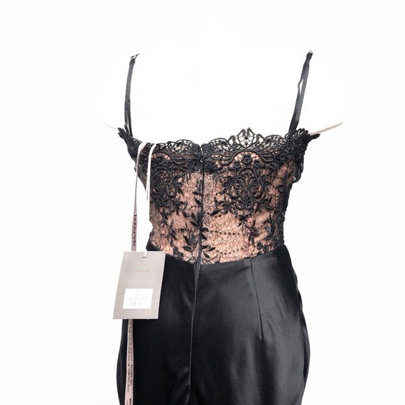 House of CB. Nikita - Black Satin and Lace Corset Dress. - Picture 10 of 13